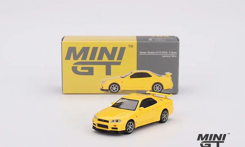 Mini GT Nissan Skline GT-R R34 V-Spec #Yellow #MGT762 Mini GT Nissan Skline GT-R R34 V-Spec #Yellow #MGT762