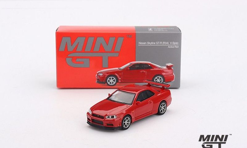 Mini GT Nissan Skline GT-R R34 V-Spec #Red #MGT796 Mini GT Nissan Skline GT-R R34 V-Spec #Red #MGT796