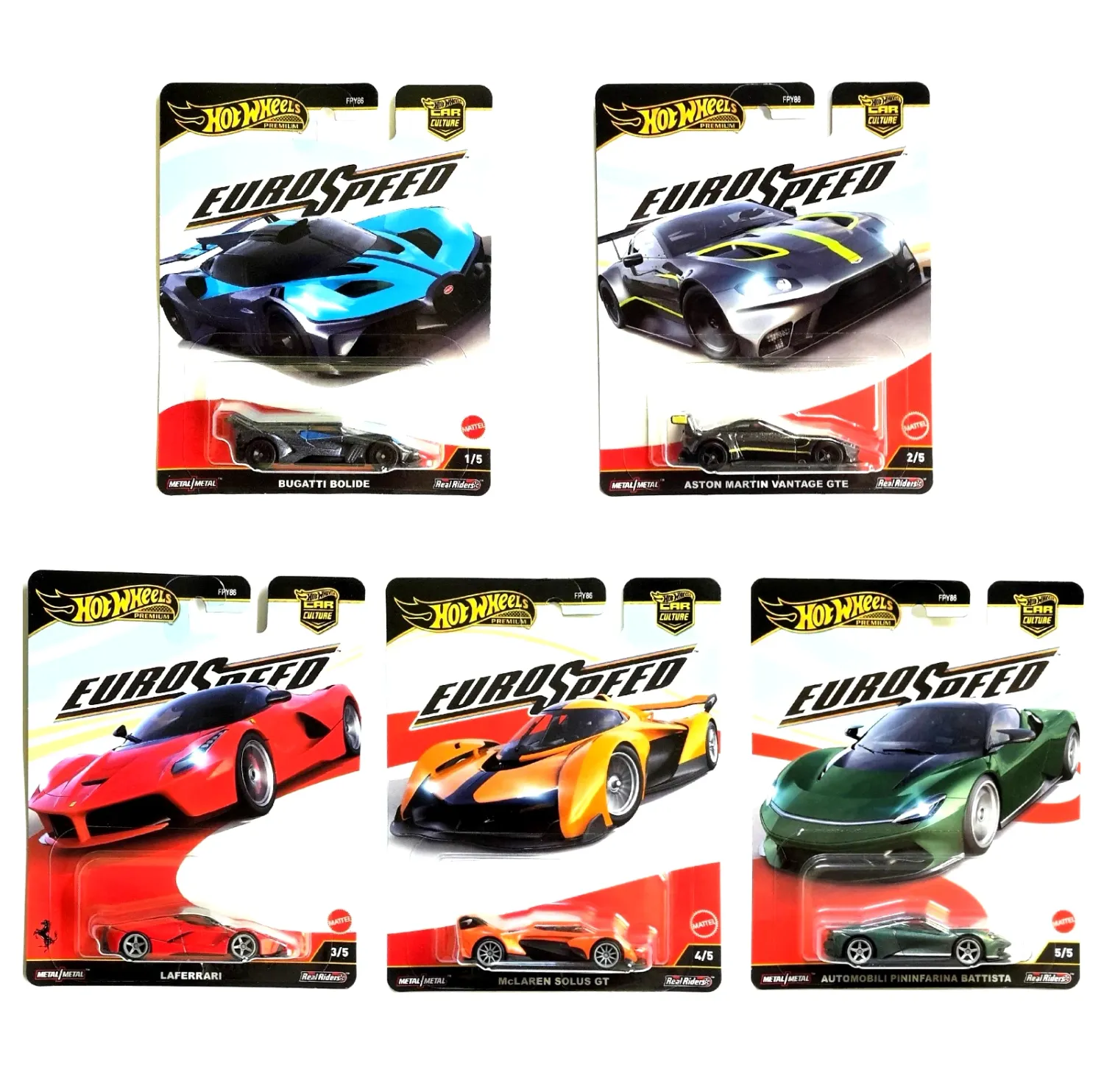 Hot Wheels Premium Car Culture Euro Speed 2025 5er Komplett-Set Hot Wheels Premium Car Culture Euro Speed 2025 5er Komplett-Set