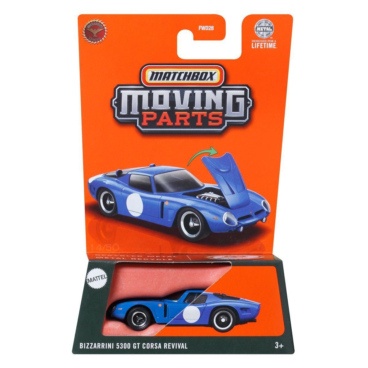Matchbox Moving Parts Bizzarrini 5300 GT Corsa Revival #Lightblue