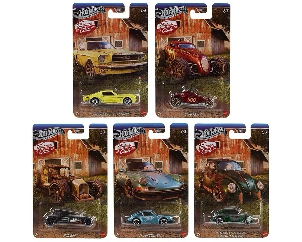 Hot Wheels Silver Series 2025- Vintage Club #1-5 Set of 5 Cars