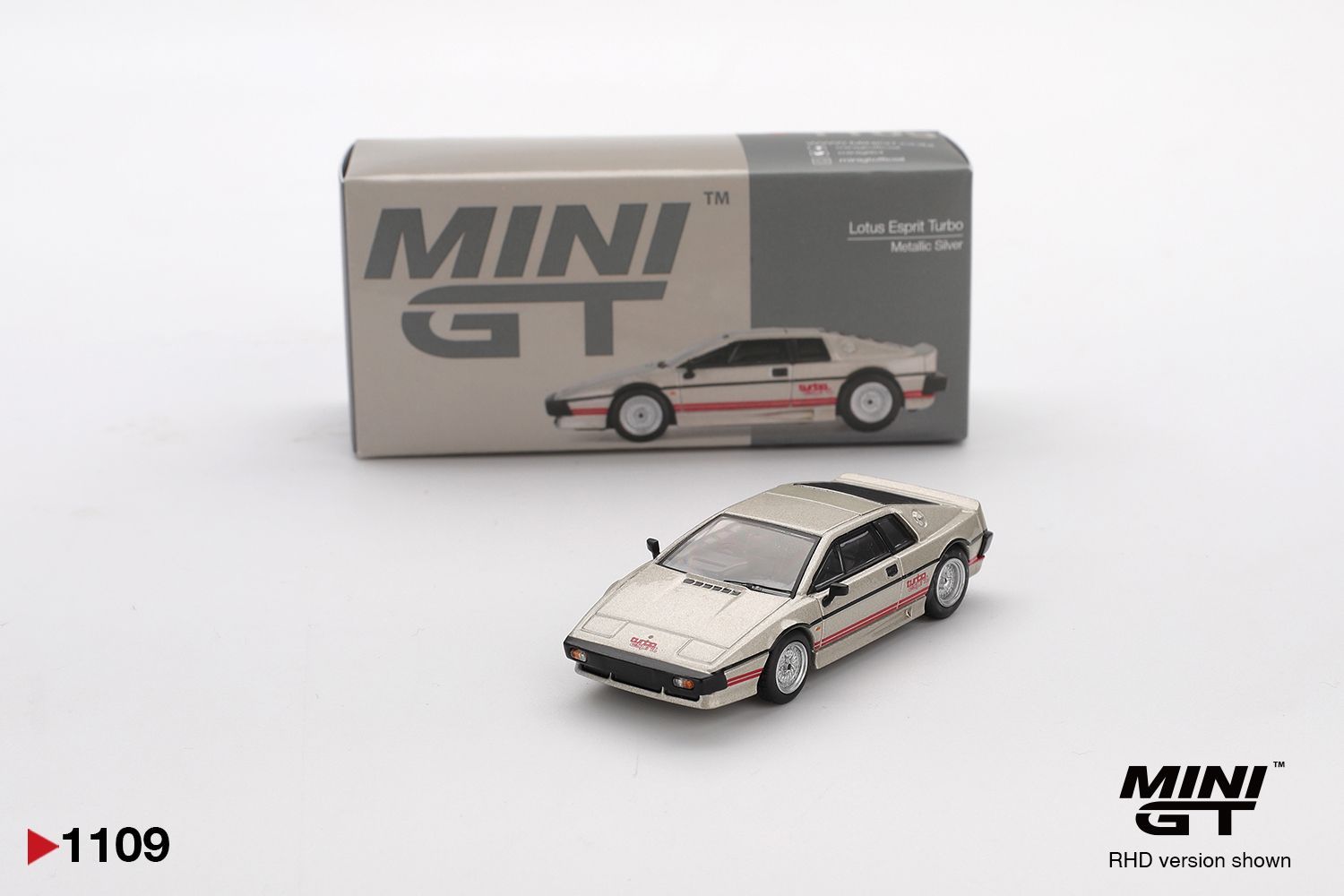 Mini GT 1980 Lotus Esprit Turbo, metallic silver #MGT1109