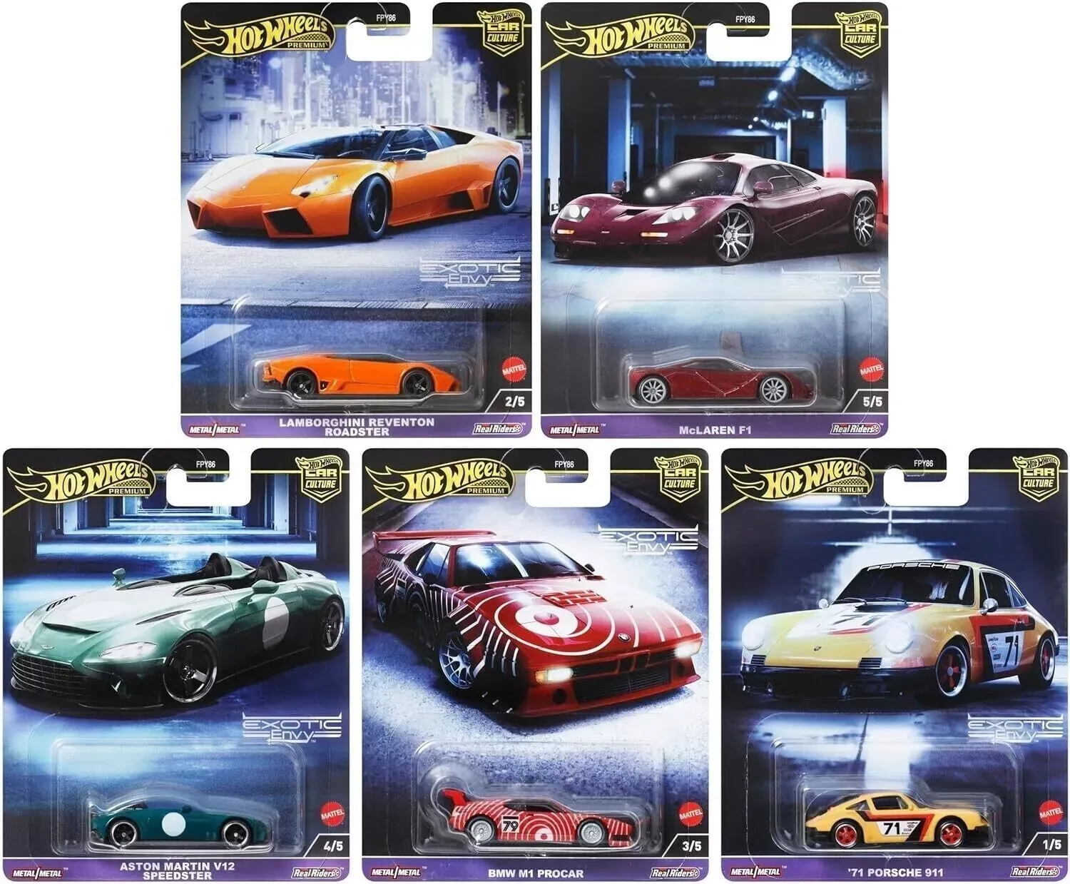 Hot Wheels  EXOTIC ENVY  5er Set Komplettsatz