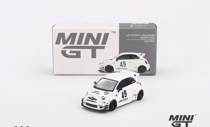 Mini GT Fiat LB-Works x Abas Works Abarth 595 #White #MGT809 Mini GT Fiat LB-Works x Abas Works Abarth 595 #White #MGT809