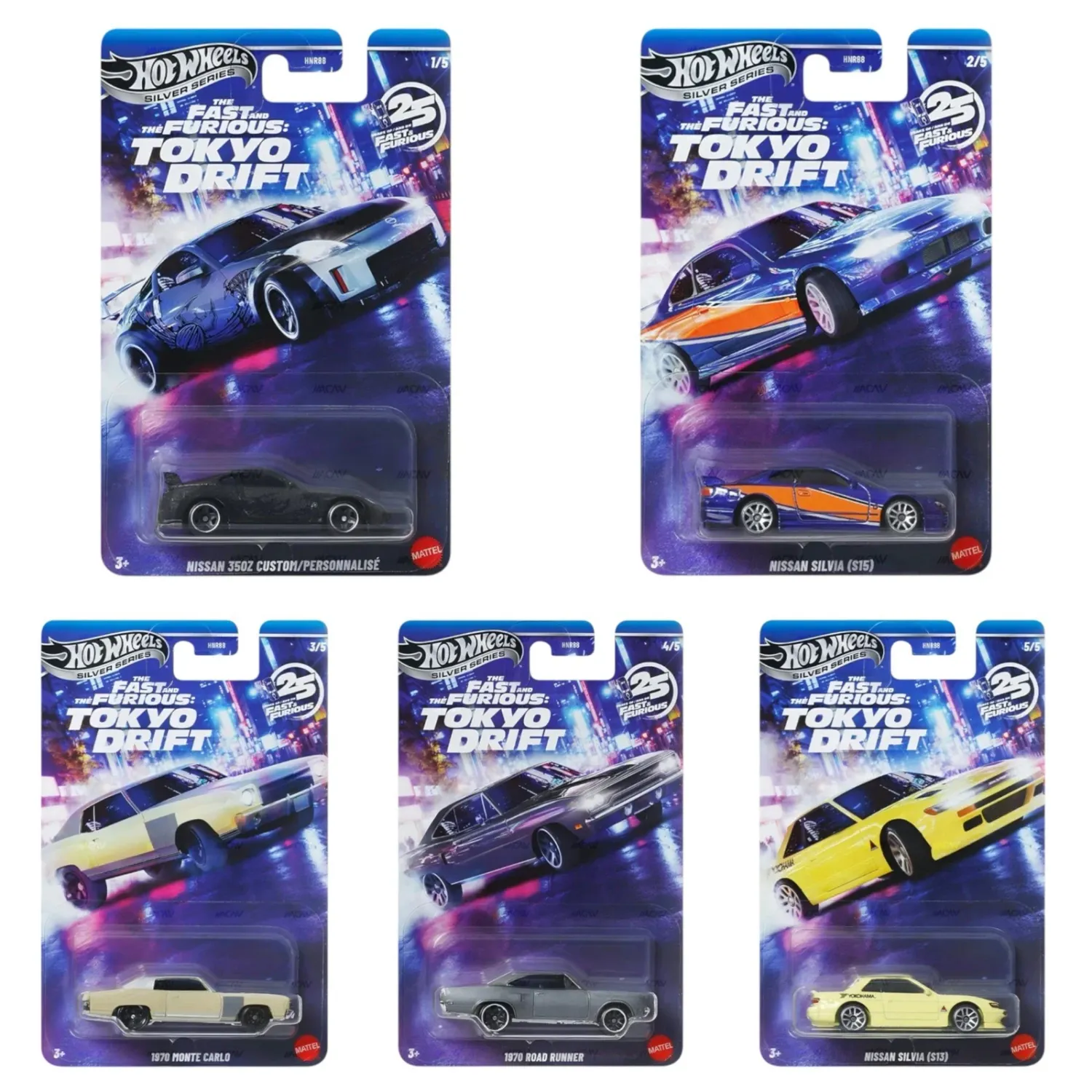 Hot Wheels Fast & Furious Tokyo Drift #1-5 Set of 5 Cars Hot Wheels Fast & Furious Tokyo Drift #1-5 Set of 5 Cars