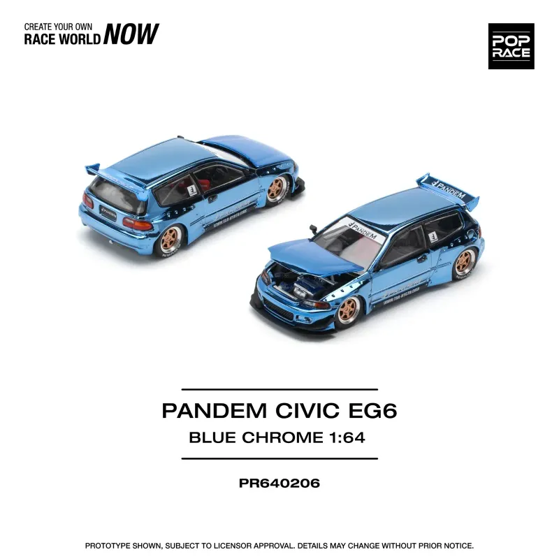 Pop Race Honda Civic Pandem EG6 blue chrome #PR64-206