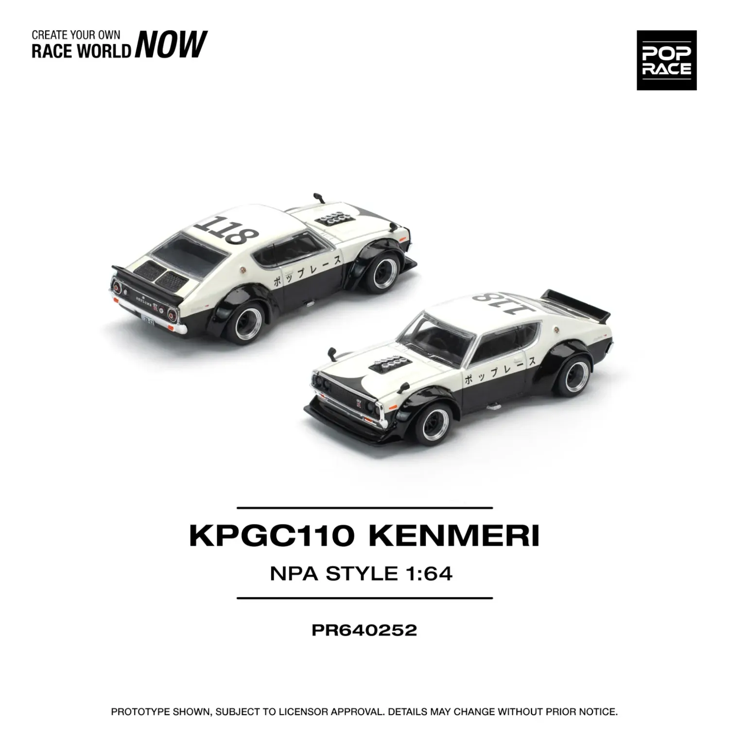 Pop Race Nissan Skyline GT-R V8 Kenmeri NPA Style #PR64-252