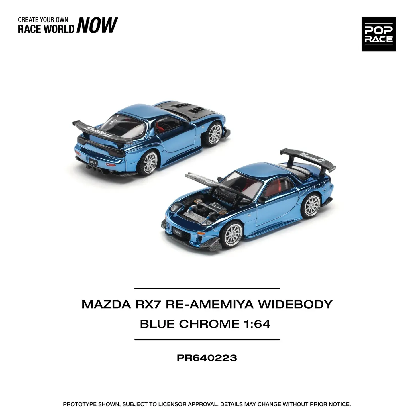 Pop Race Mazda RX7 Re-Amemiya blue chrome #PR64-223