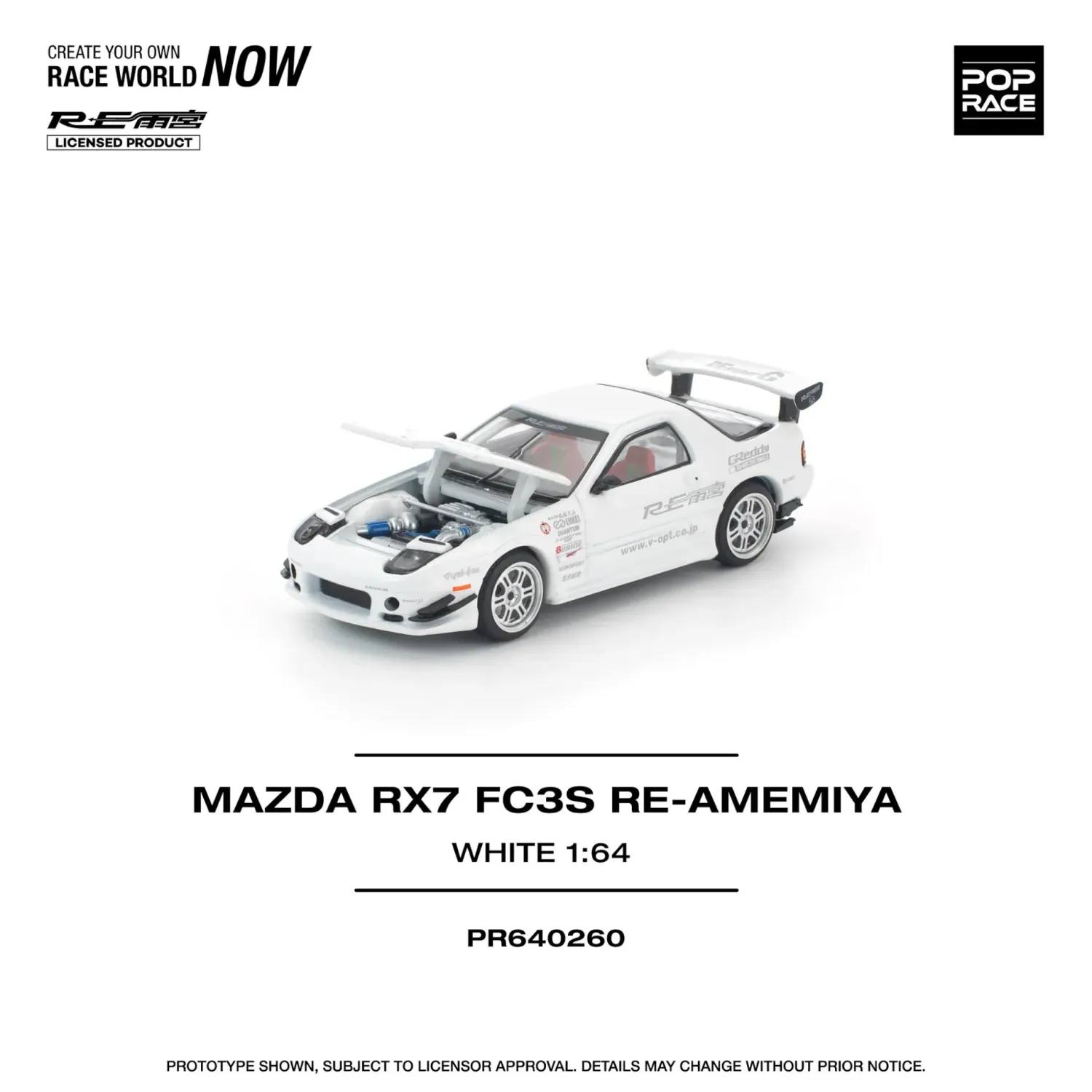 Pop Race Mazda RX7 RE-Amemiya White #PR64-260