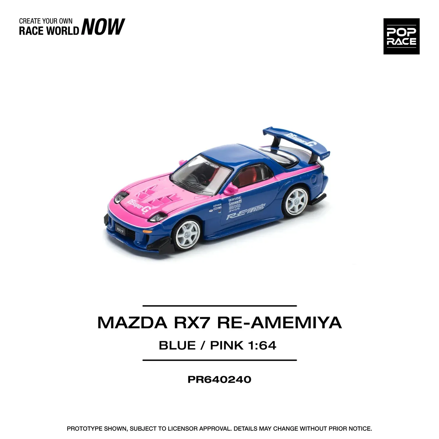 Pop Race Mazda RX7 RE-Amemiya Blue/Pink #PR64-240