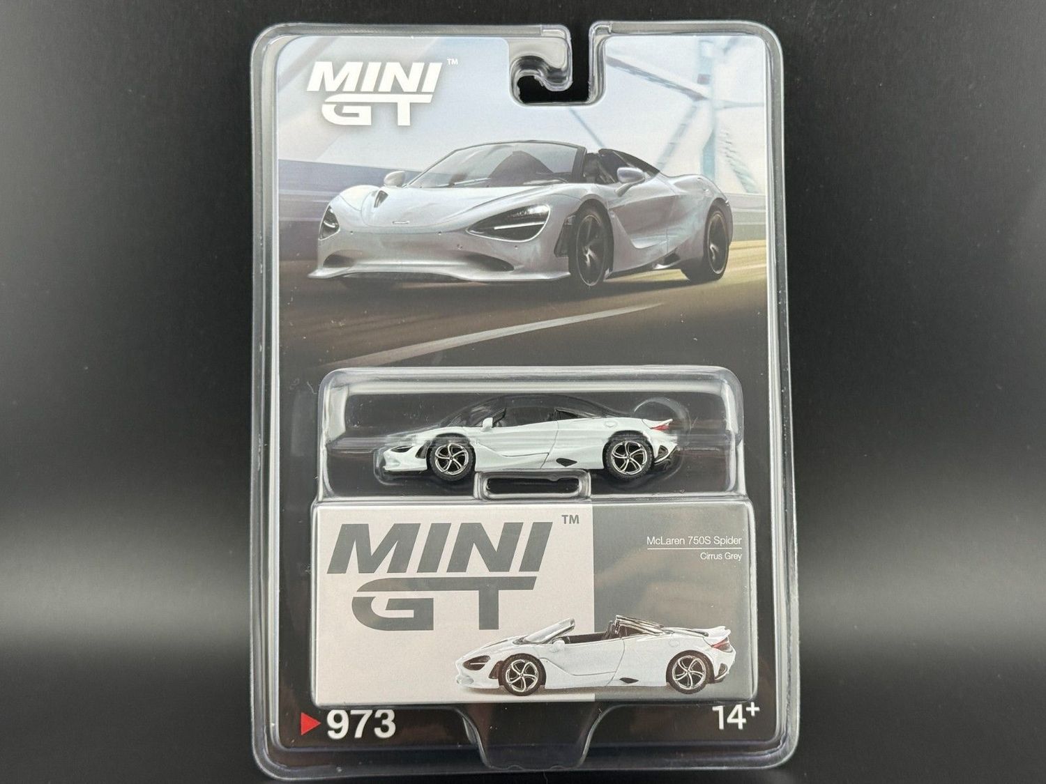 Mini GT McLaren 750S Spider Cirrus silver Blisterversion #MGT973