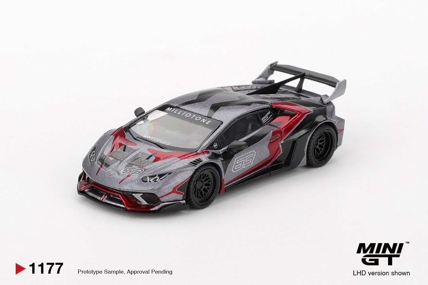 Mini GT Lamborghini Huracan GT Ronin, grey/red #MGT1177