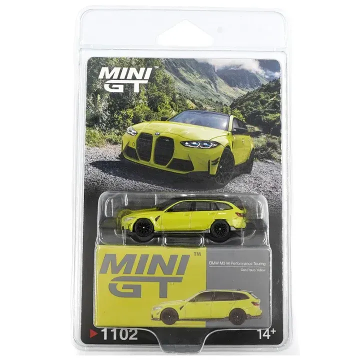 Mini GT BMW M3 (G82) Touring, Sao Paulo yellow Blisterversion #MGT1102