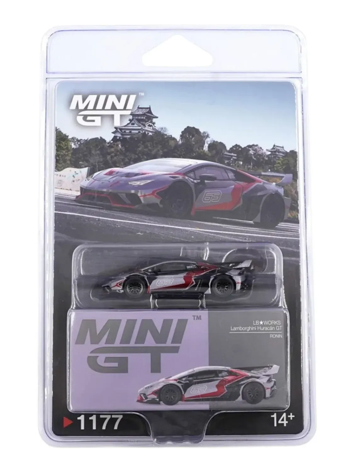Mini GT Lamborghini Huracan GT Ronin, grey/red Blisterversion #MGT1177