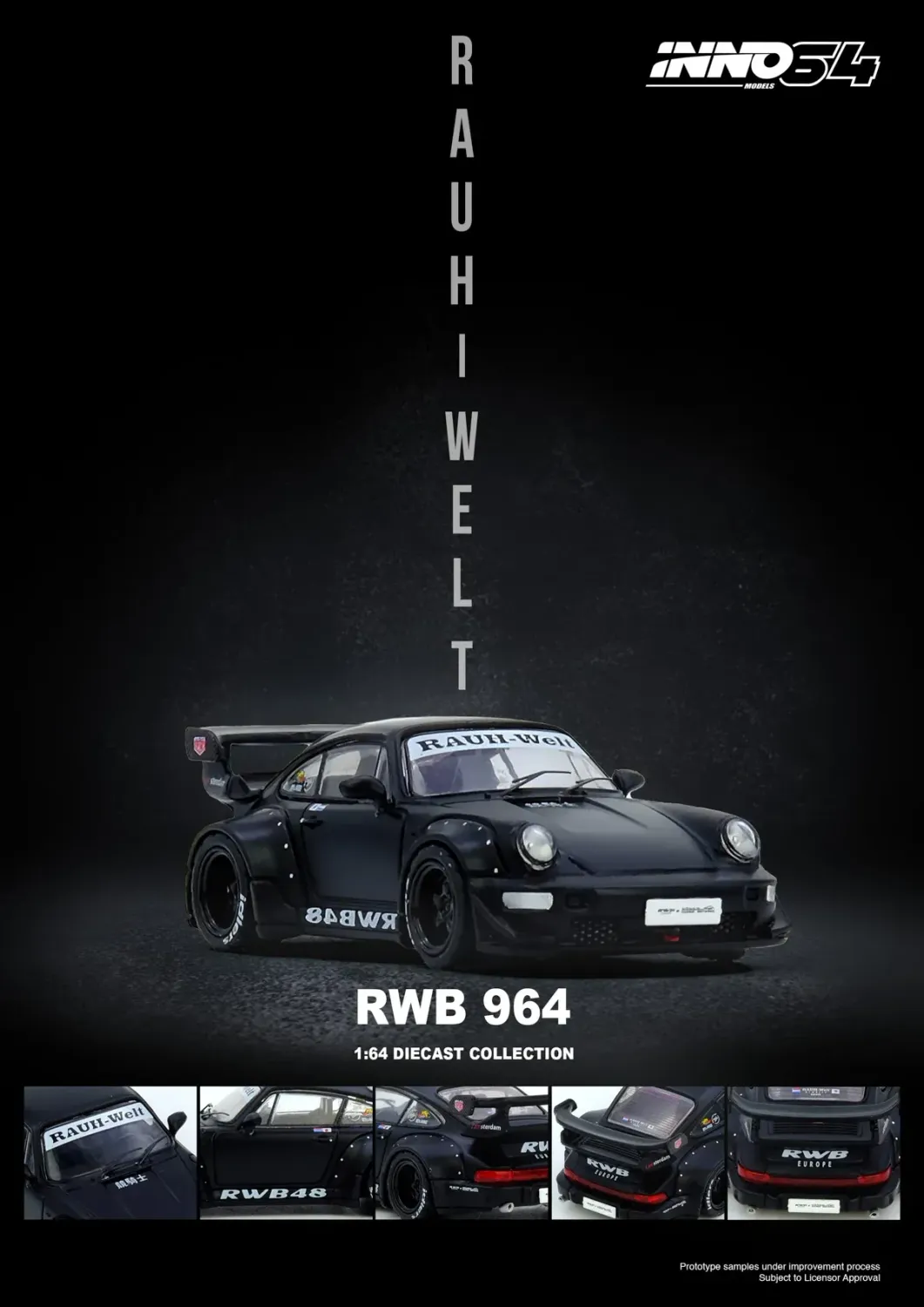 Inno64 Porsche RWB 964, black matt #IN64-RWB964-BM