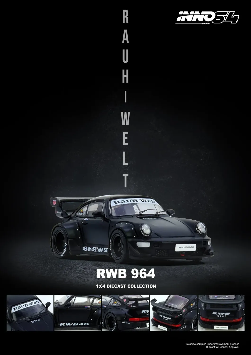 Inno64 Porsche 964 RWB matt black