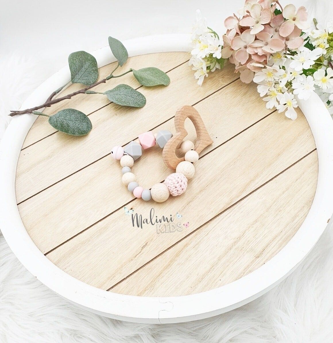 Beißring "rosa/grau"
