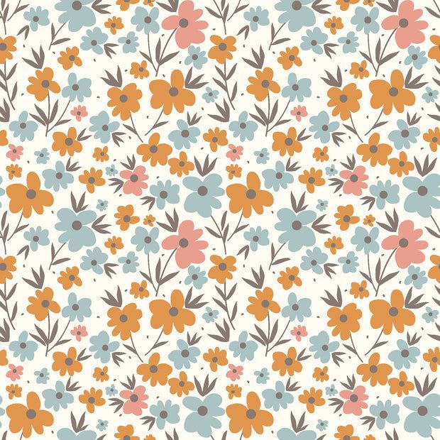 Freizeitbeutel Blumen orange/blau