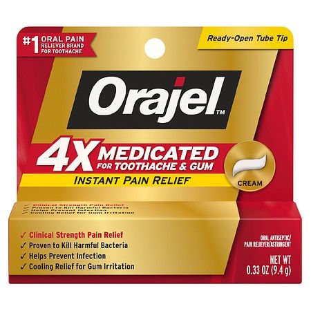 Orajel 4X for Toothache Gum Pain: Severe Cream Tube 0.33oz- from #1 Oral Pain Relief Brand