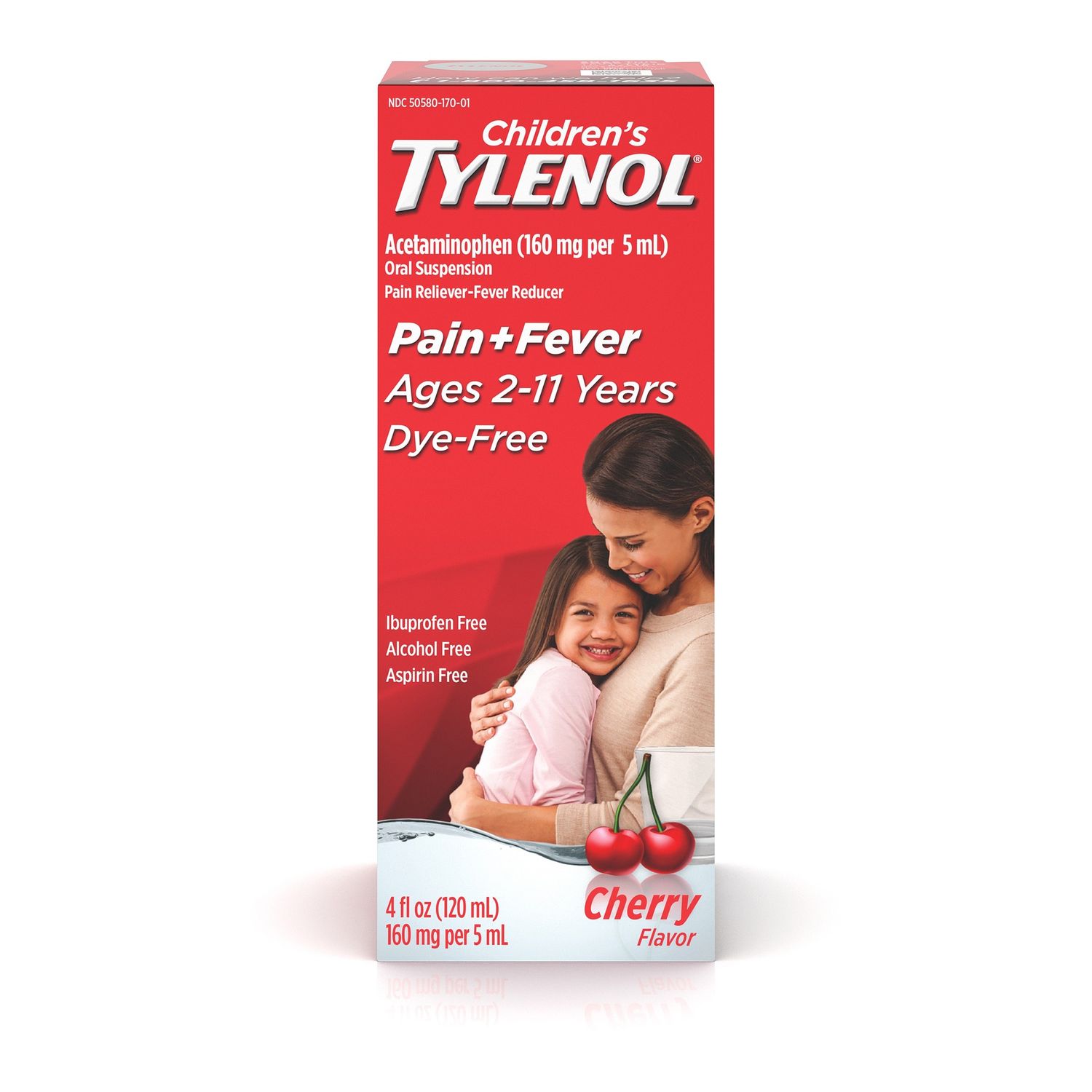 Children's TYLENOL Pain + Fever Medicine, Dye-Free Cherry - 4.0 Fl Oz