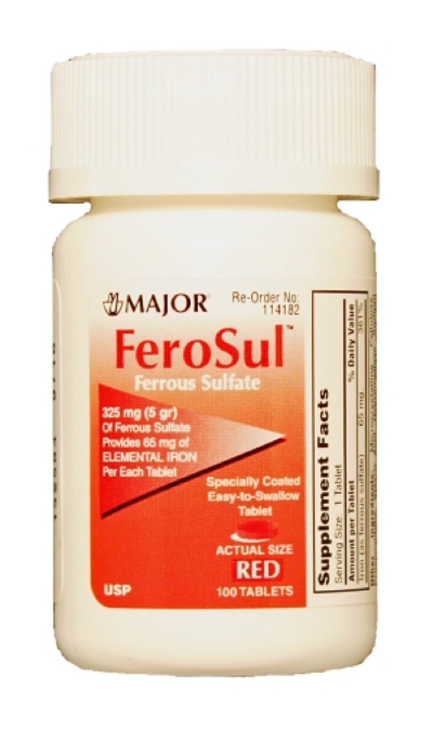 FERROUS SULFATE 325MG TAB 100CT MAJ