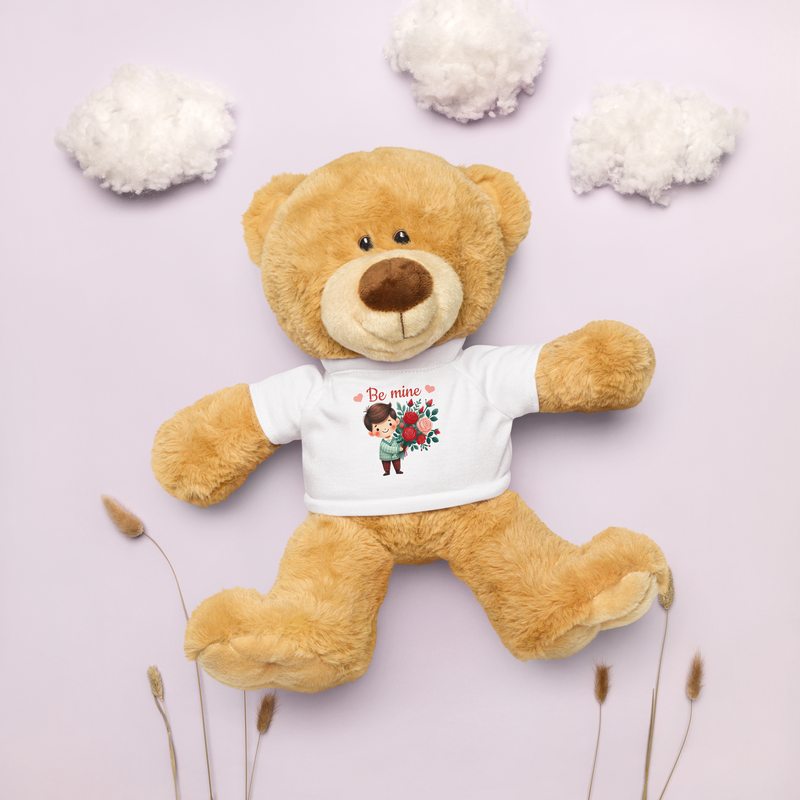 Teddy bear with a &#39;Be Mine&#39; t-shirt