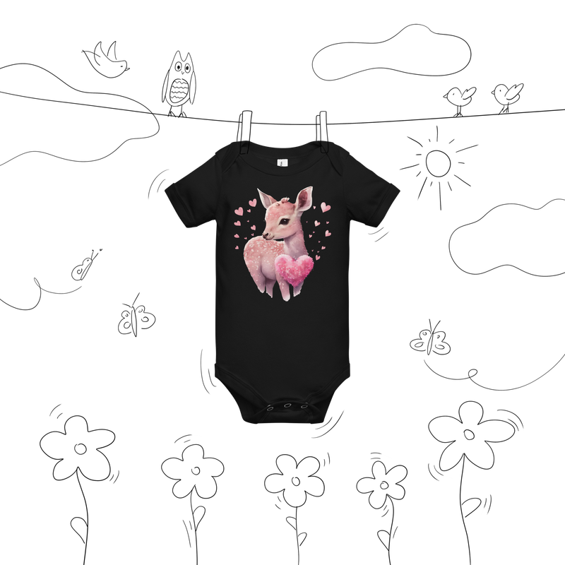 Valentine&#39;s Baby short sleeve one piece with deer image