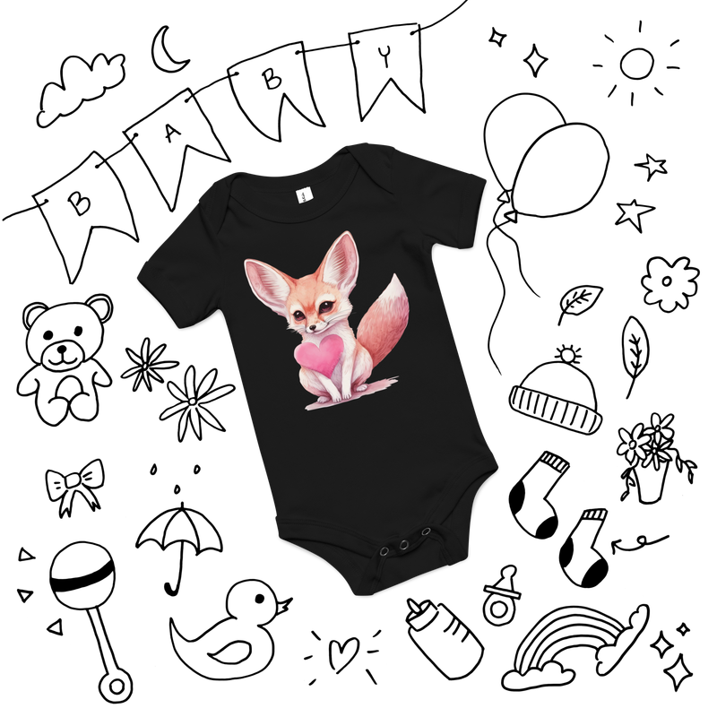 Valentine&#39;s Baby short sleeve one piece with fox image