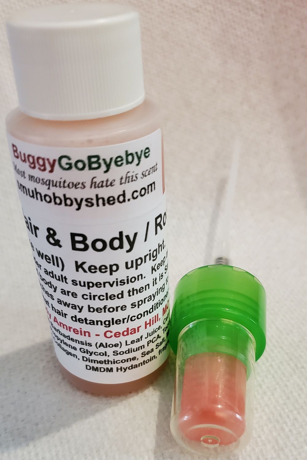 Buggygobyebye scented body/room spray.