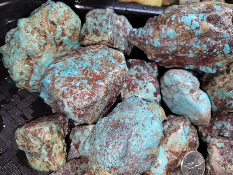 Large Natural Bisbee Turquoise Rough Nuggets Half Pound