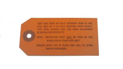 CCR-25A | SEAT BELT RETRACTOR INSTRUCTION TAG|C3 END