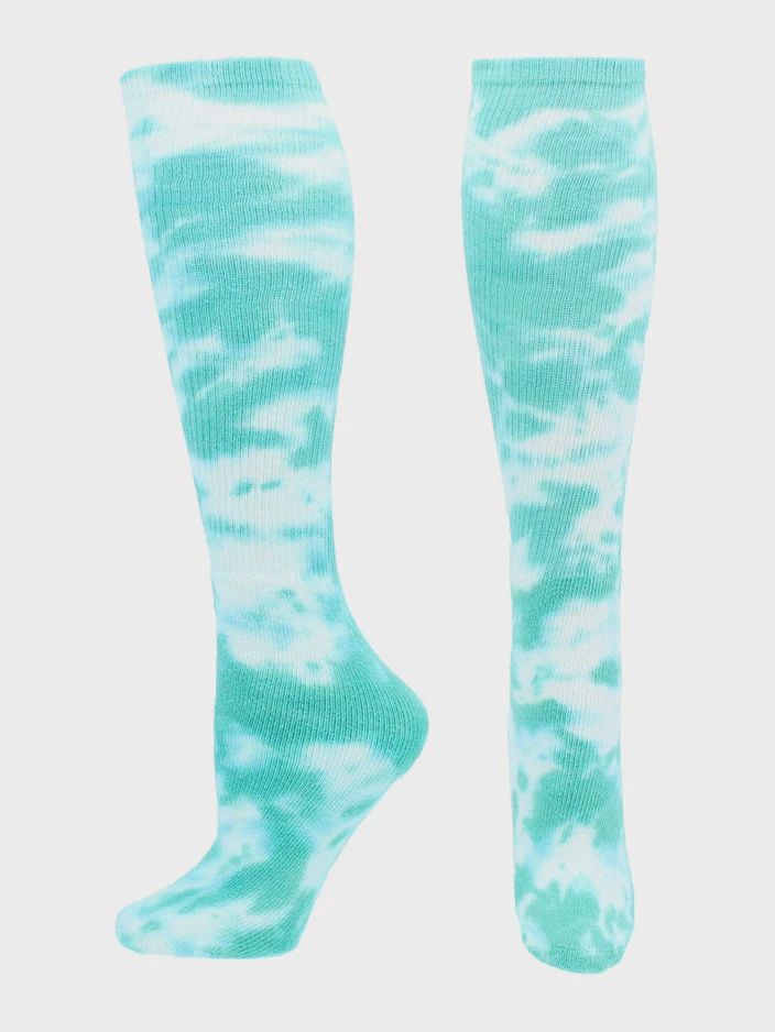 Tie Dye Multi-Sport Tube Socks, Size: Small, Color: Teal White