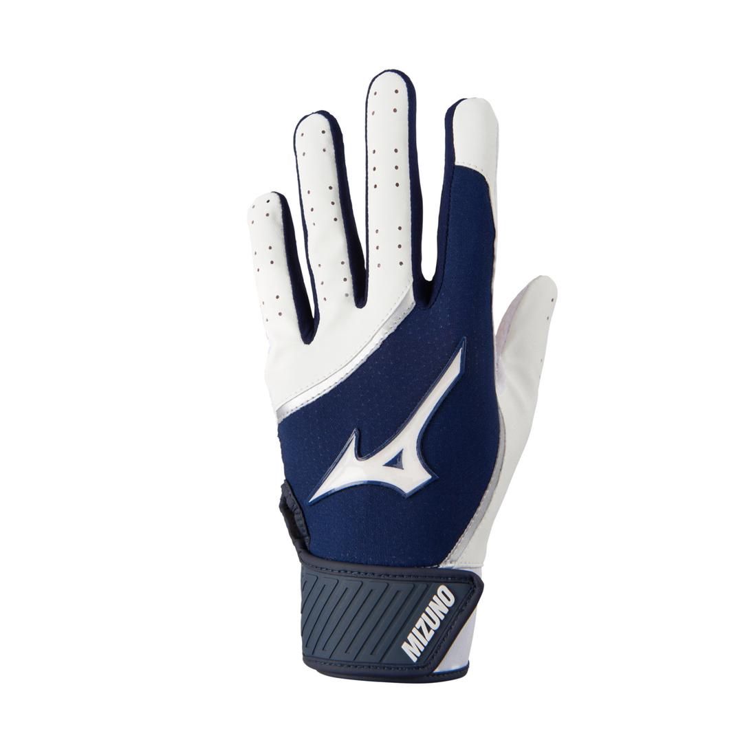 MVP Adult Batting Glove, Color: White-Navy, Size: S