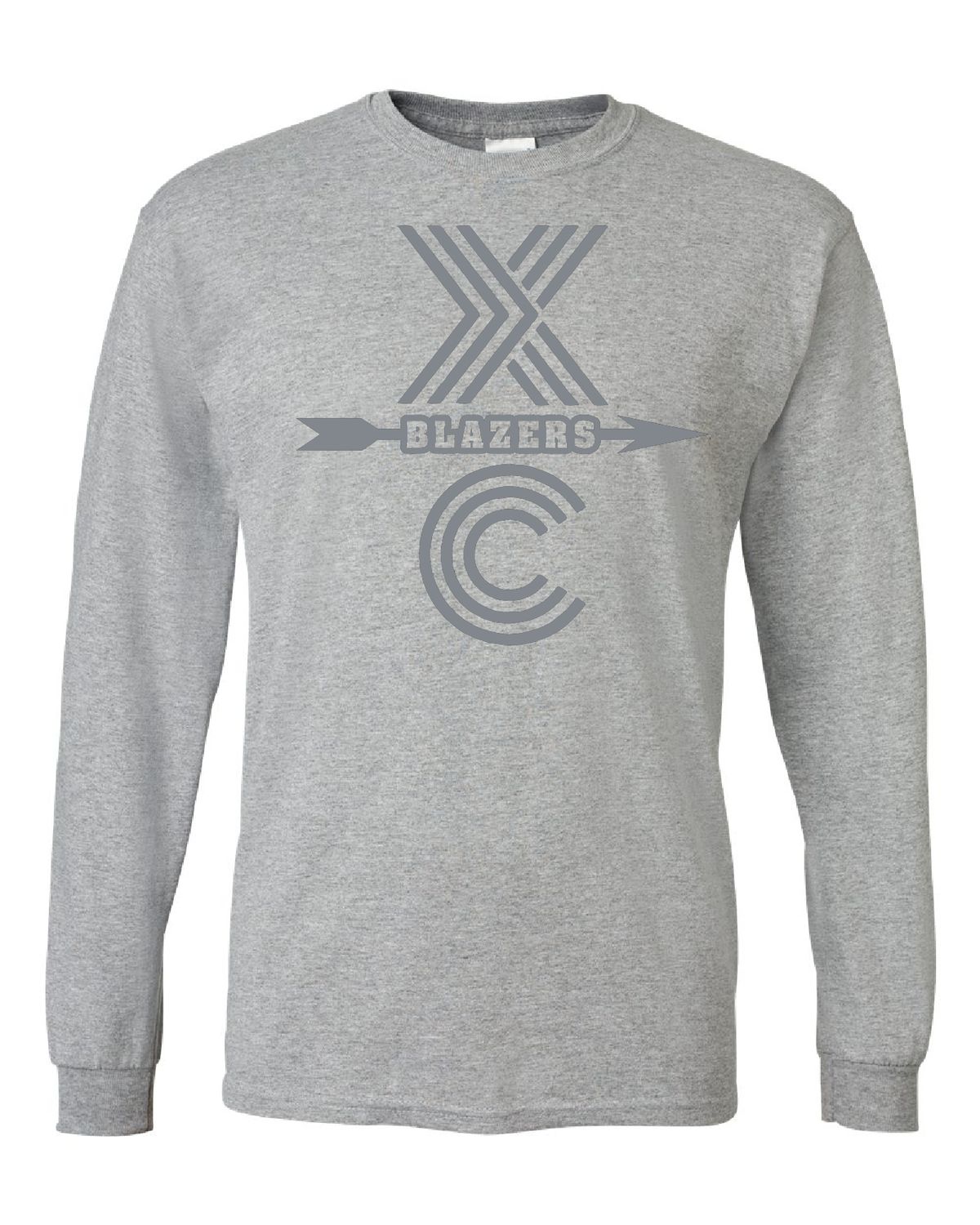 Cross Country - Gilden Core Long Sleeve Tee, Size: YS, Color: Gray/Gray Letters