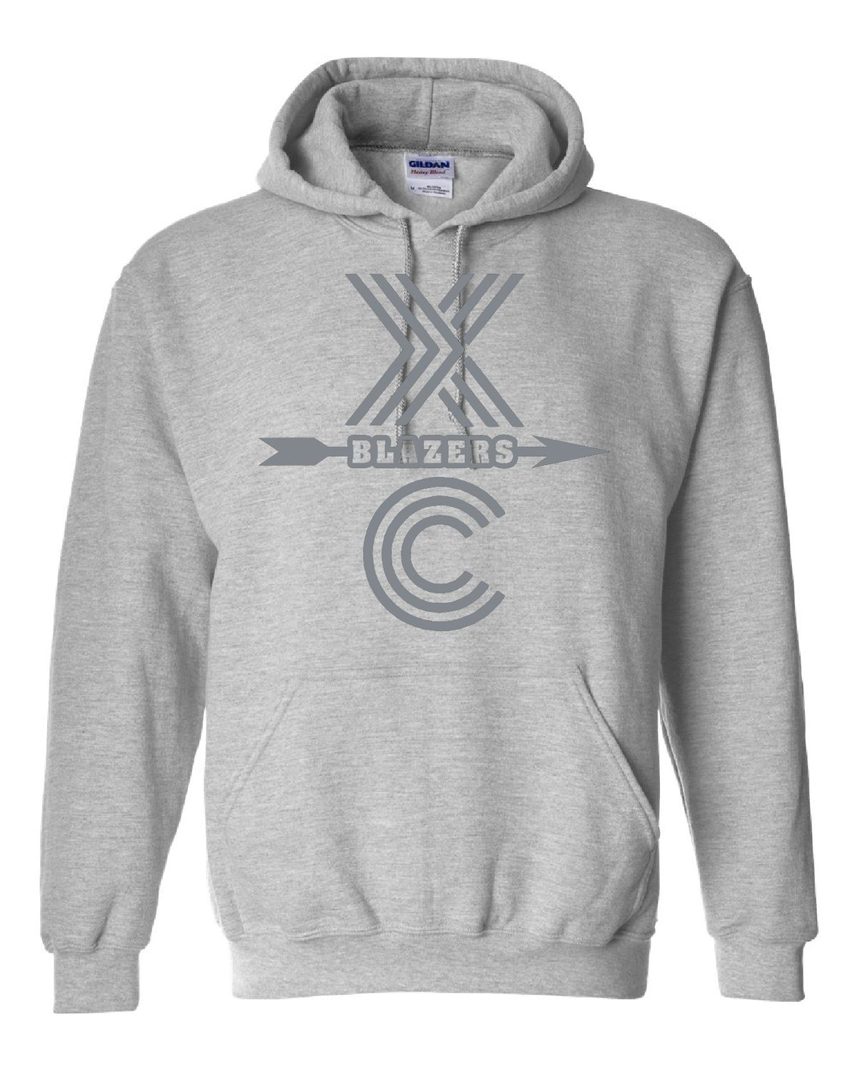Cross Country - Gilden Heavy Blend Hoodie, Size: YS, Color: Gray / Gray Letters