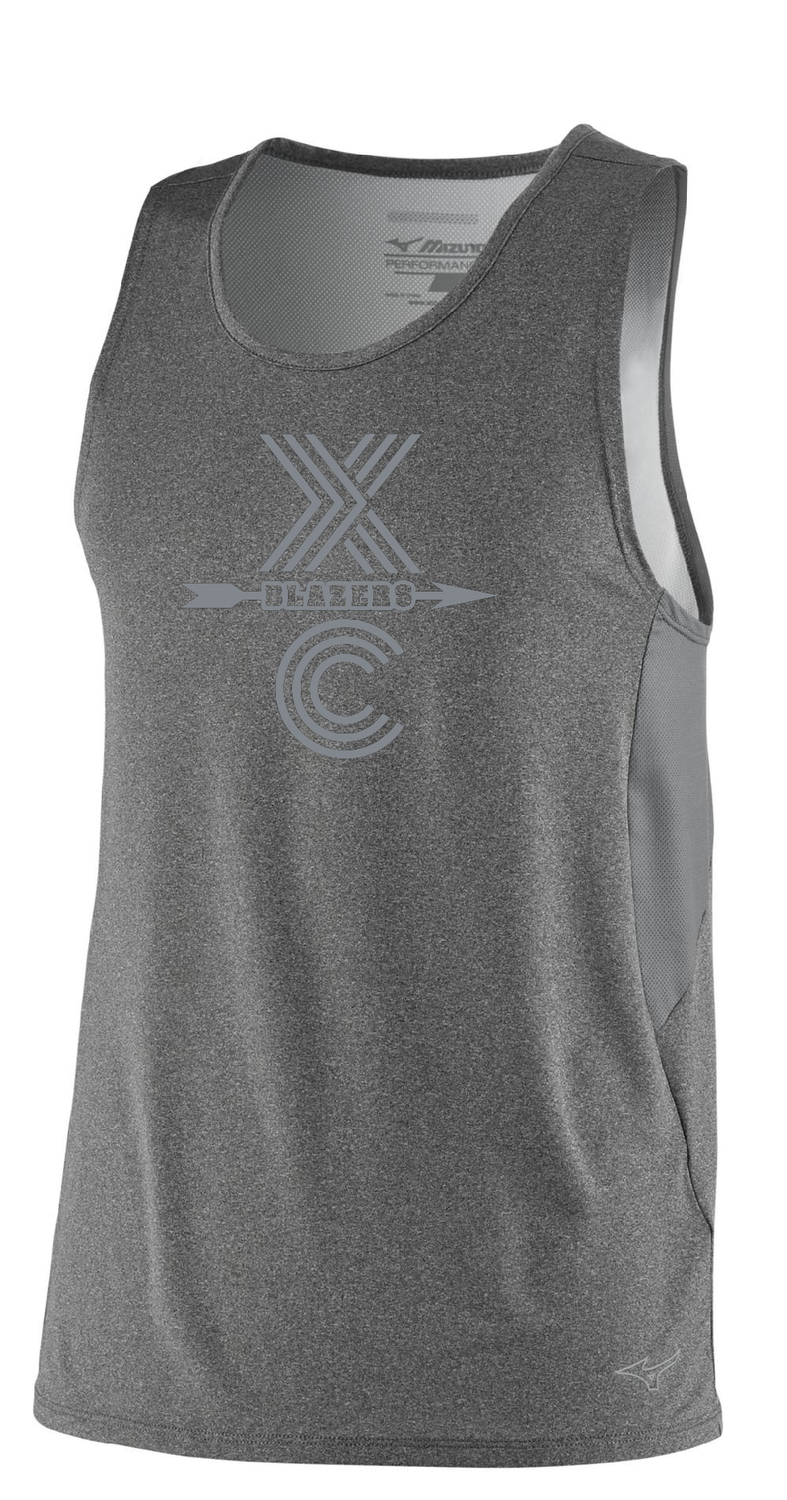 Cross Country - Men&#39;s Mizuno Performance Singlet, Color: Shade / Gray Letters, Size: S