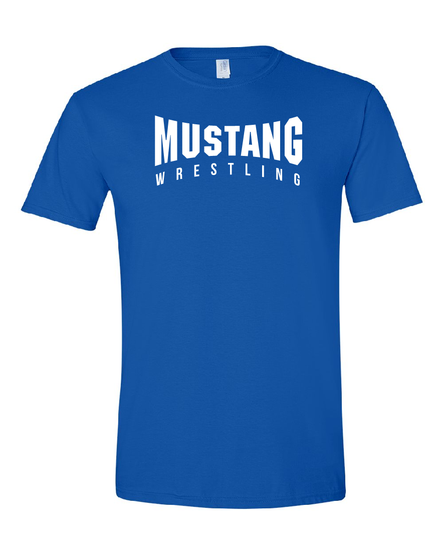 Wheatridge Wrestling- Gilden Core Cotton Tee, Color: Blue/White Letters, Size: YS