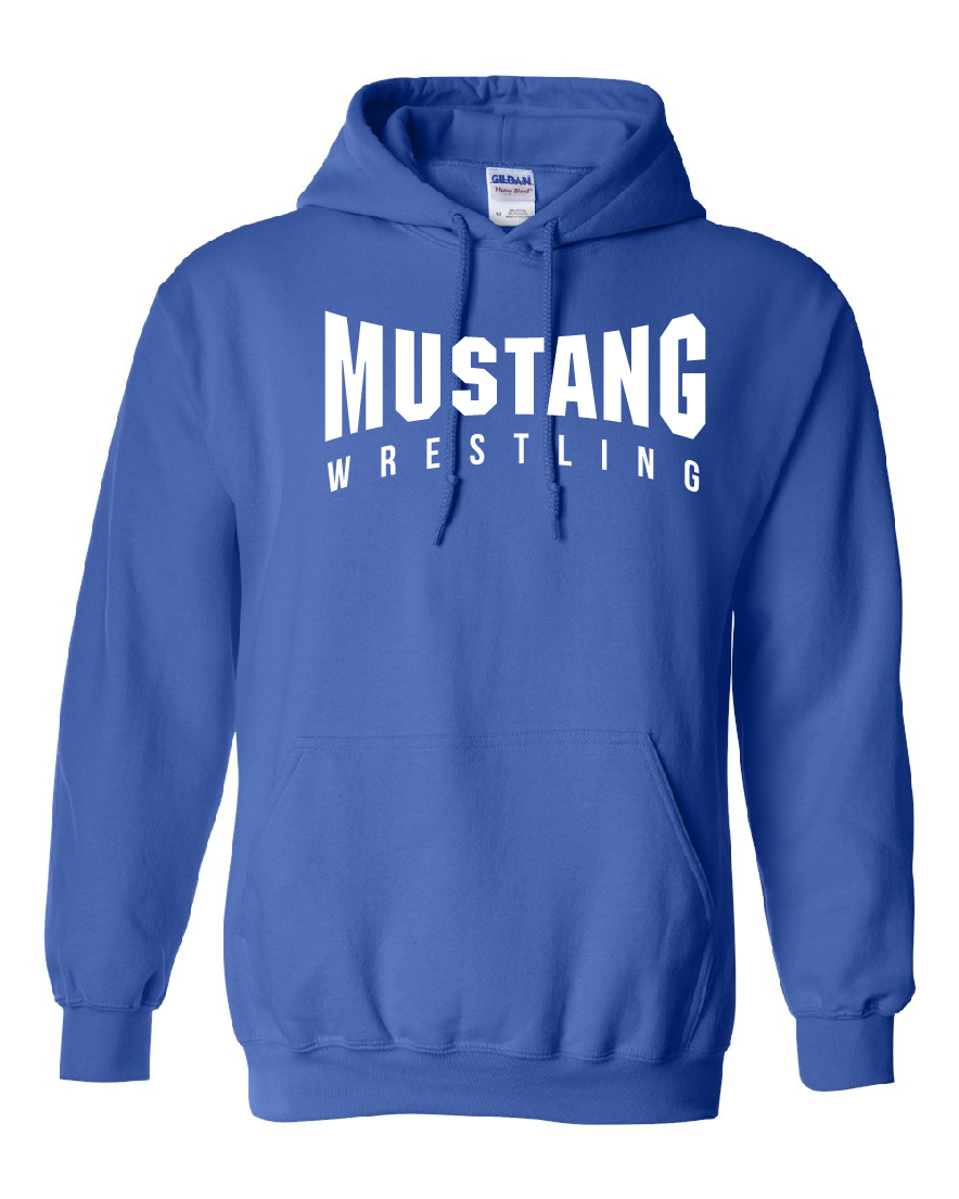 Wheatride  Wrestling  - Gilden Heavy Blend Hoodie, Color: Blue/White Letters, Size: YS