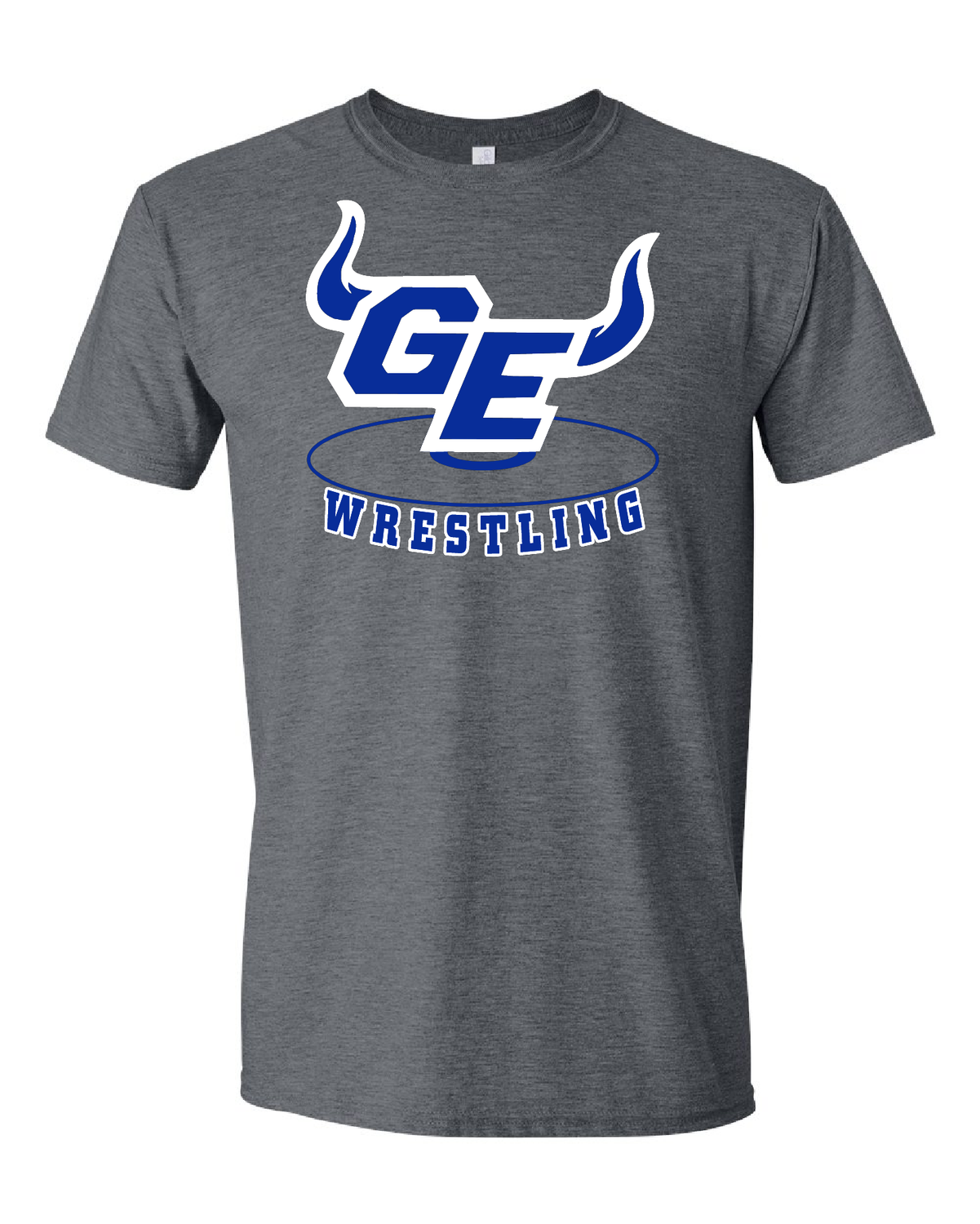 GEHS Wrestling  Logo- Gilden Core Cotton Tee, Color: Gray, Size: YS