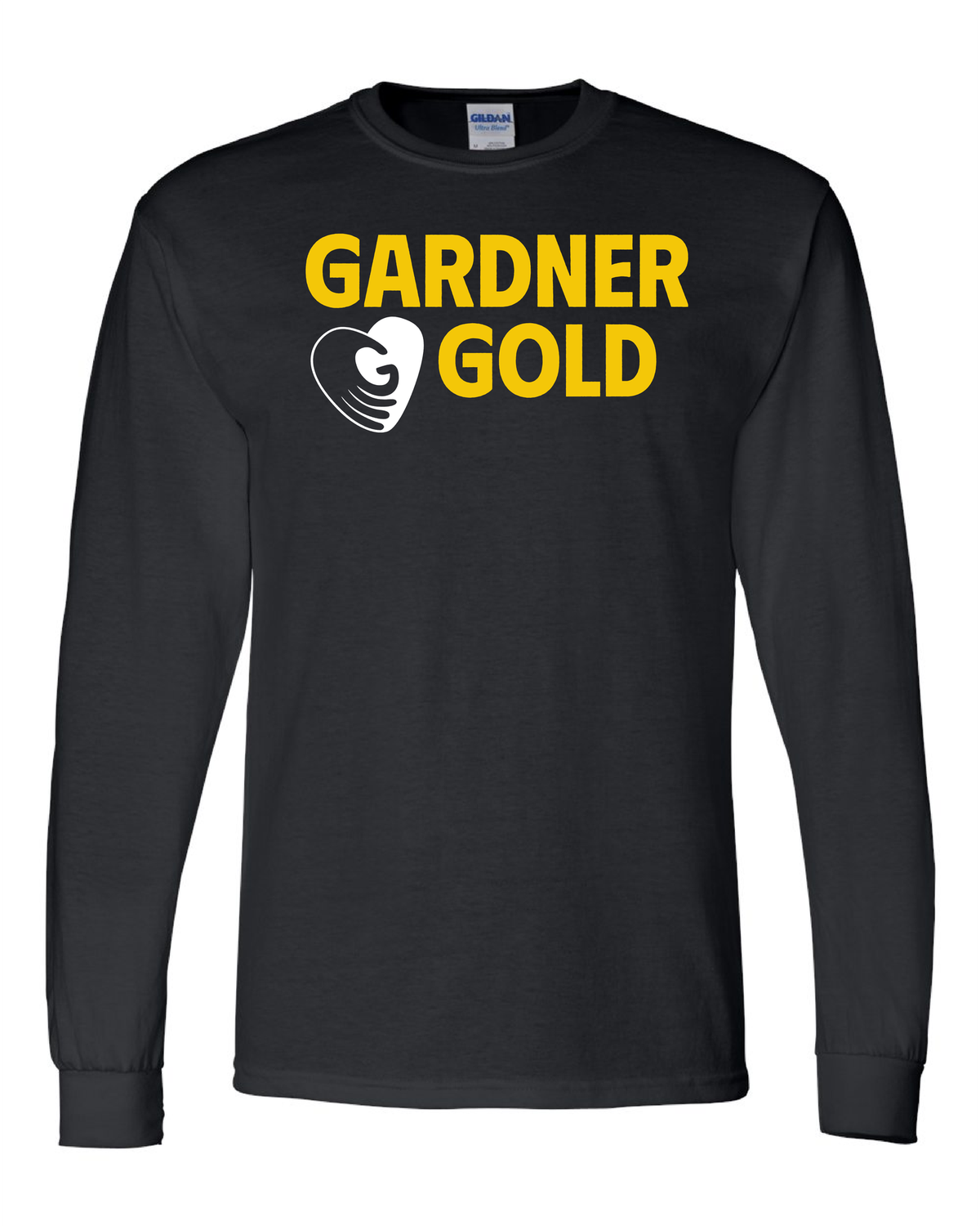 Gardner Gold Long Sleeve- T-Shirt- Black, Size: YXS, Variation: Gold Lettering