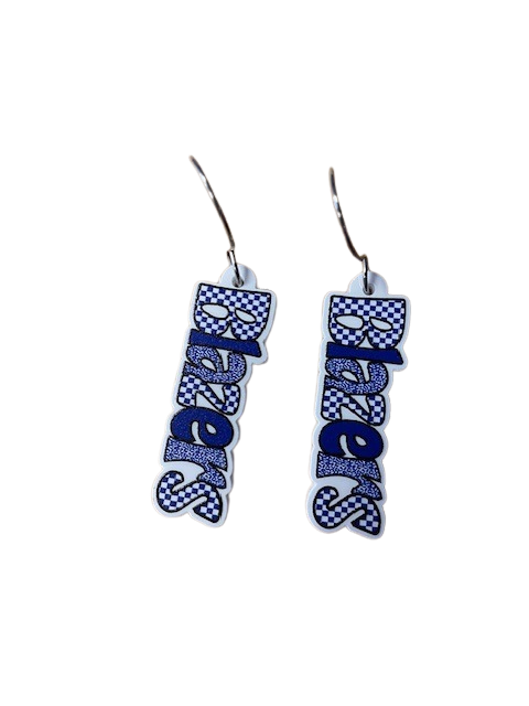 Blazers Dangle Earrings - White/Blue