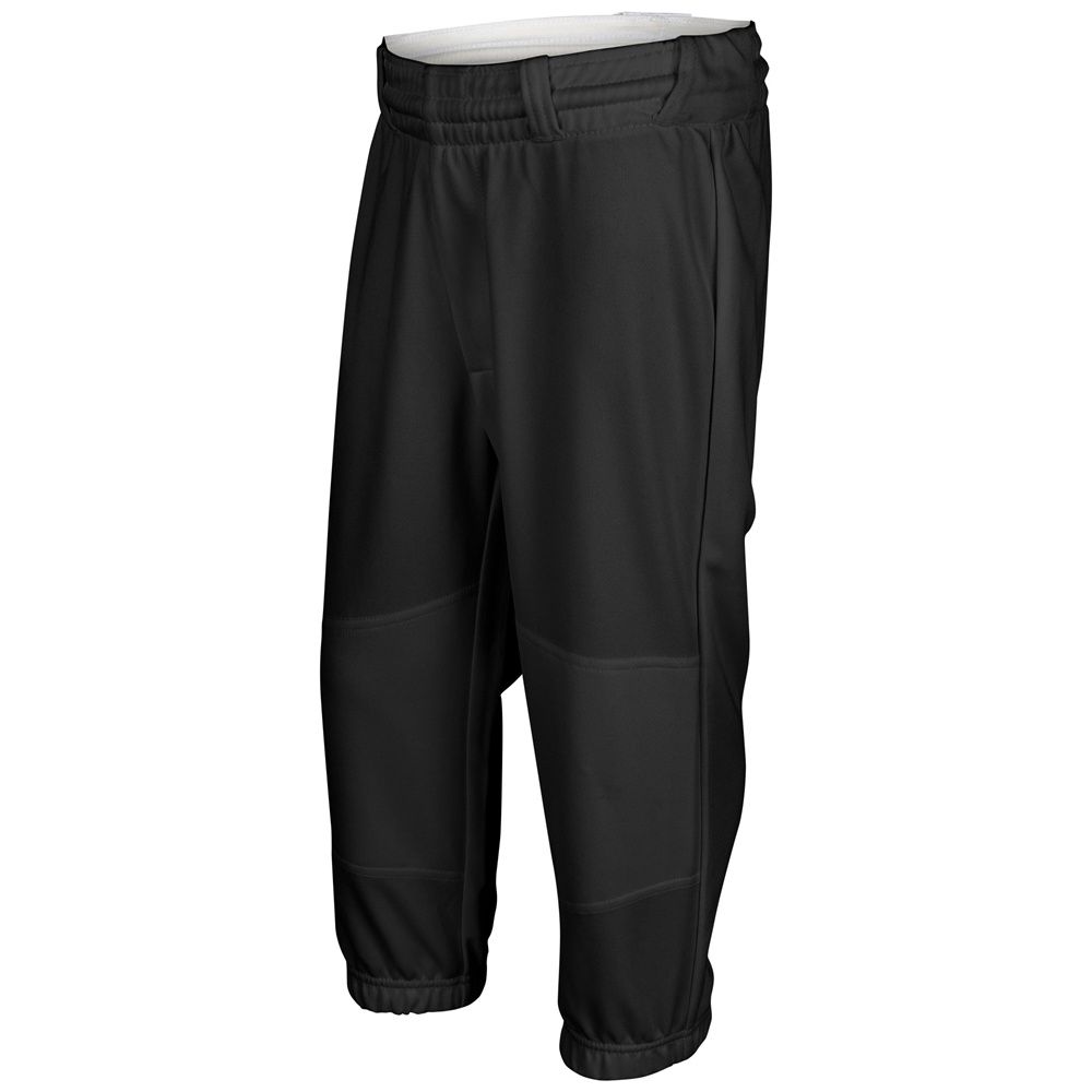 Cycle  Baseball Pants w/ Belt Loops, Color: Black, Size: Y2XS
