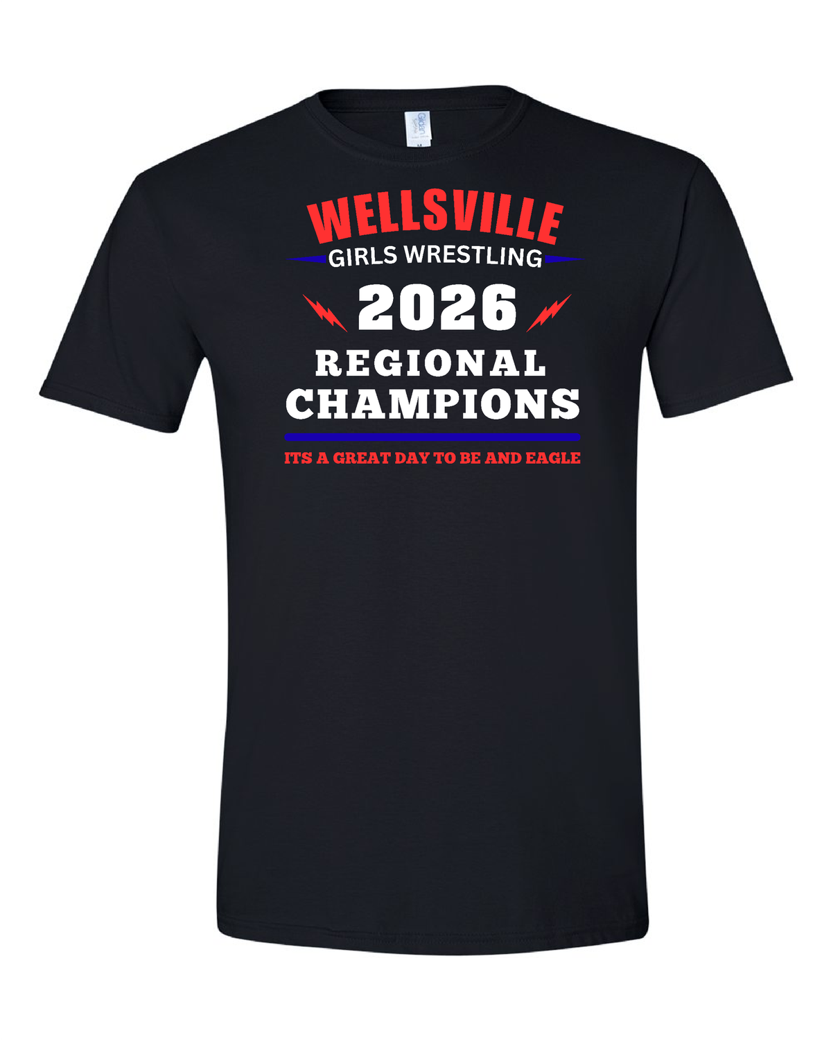 2026-Wellsville Regionals  W Names On Back-T-Shirt-Gildan Softstyle, Color: Black, Size: YS