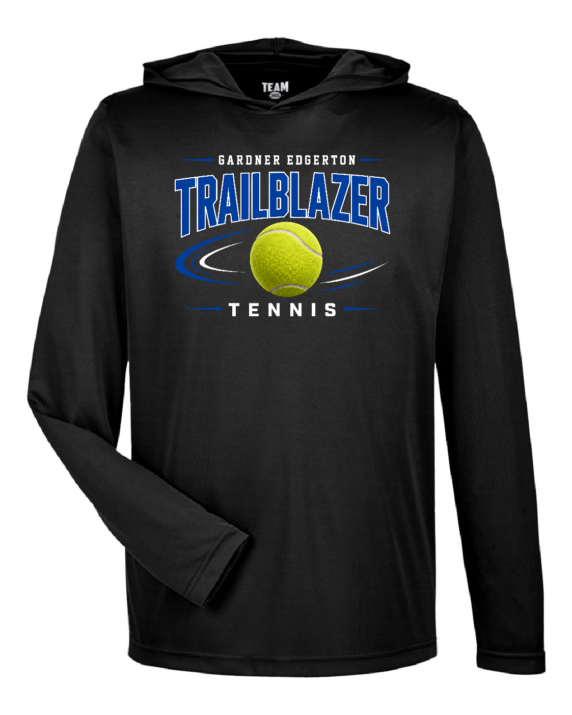 GEHS Tennis  Ball- Polyester Wicking Hoodie, Color: Black, Size: YS
