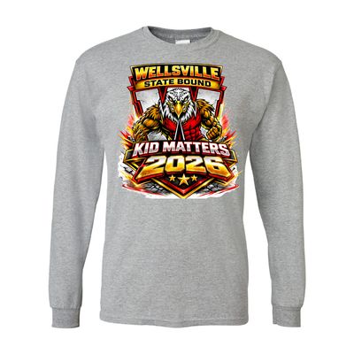 2026-Wellsville Kids State Wrestling Long Sleeve - Gildan Softstyle