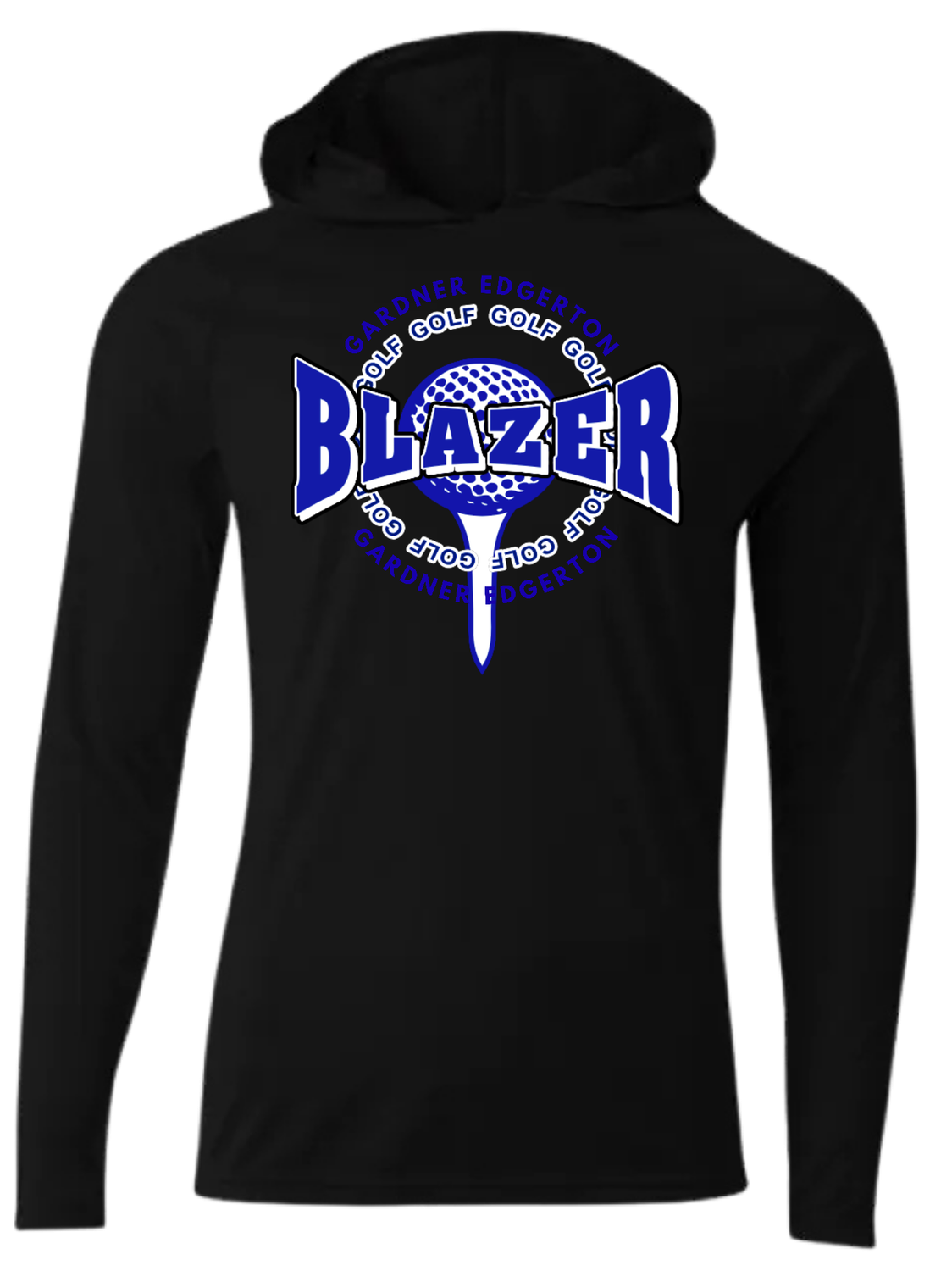 GEHS Golf - Polyester Wicking Hoodie-Tee, Color: Black, Size: YS