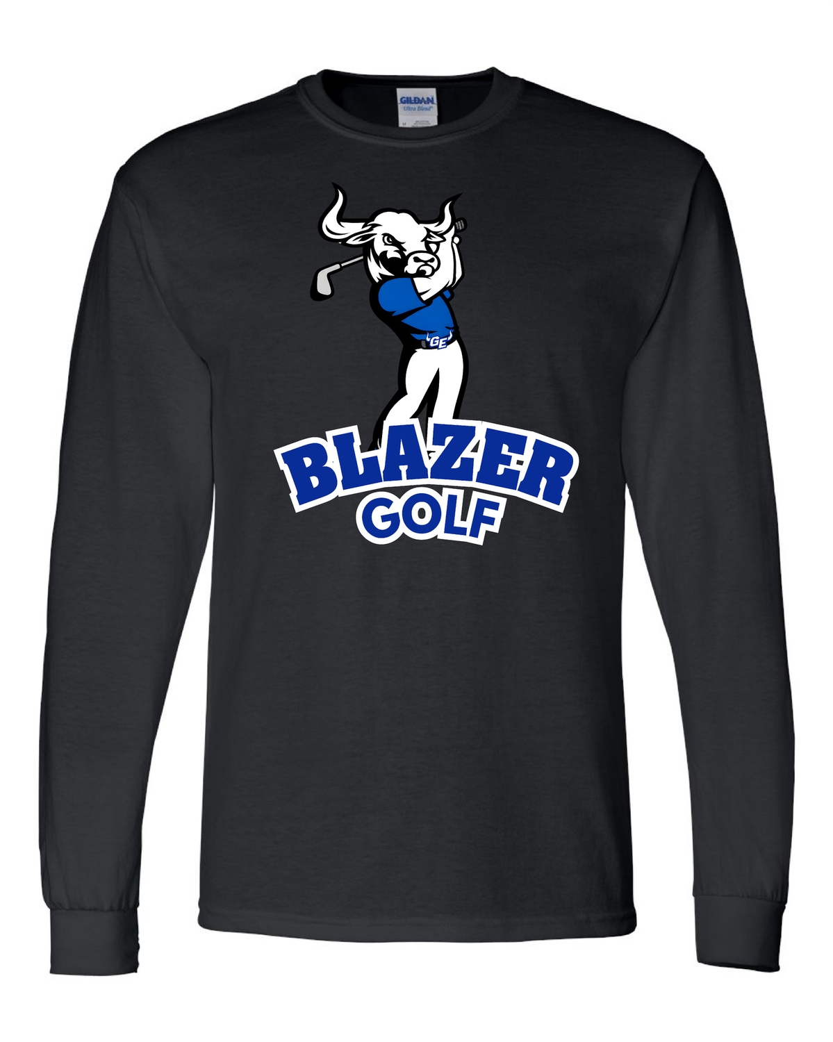 2026 GEHS Golf - Long Sleeve T-Shirt-Gildan Soft Style -Bull, Color: Black, Size: YS