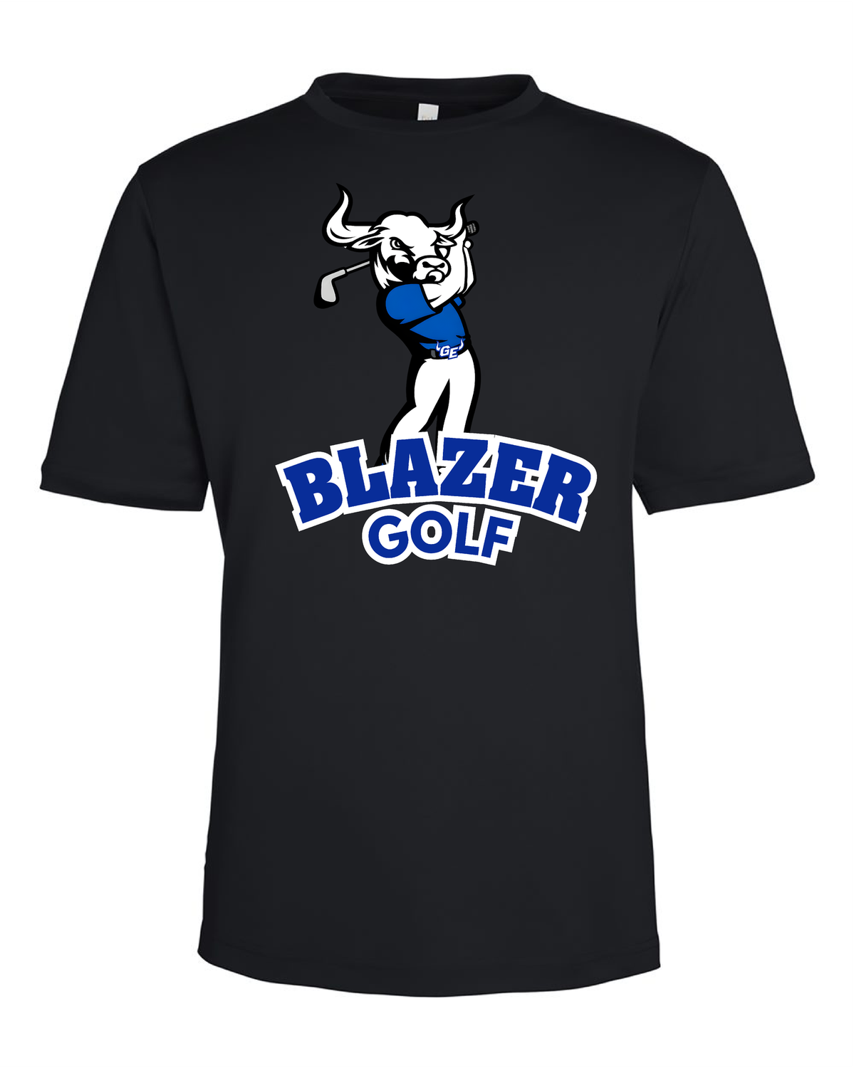GEHS Golf Polyester T-Shirt - CE10- Bull, Color: Black, Size: YS