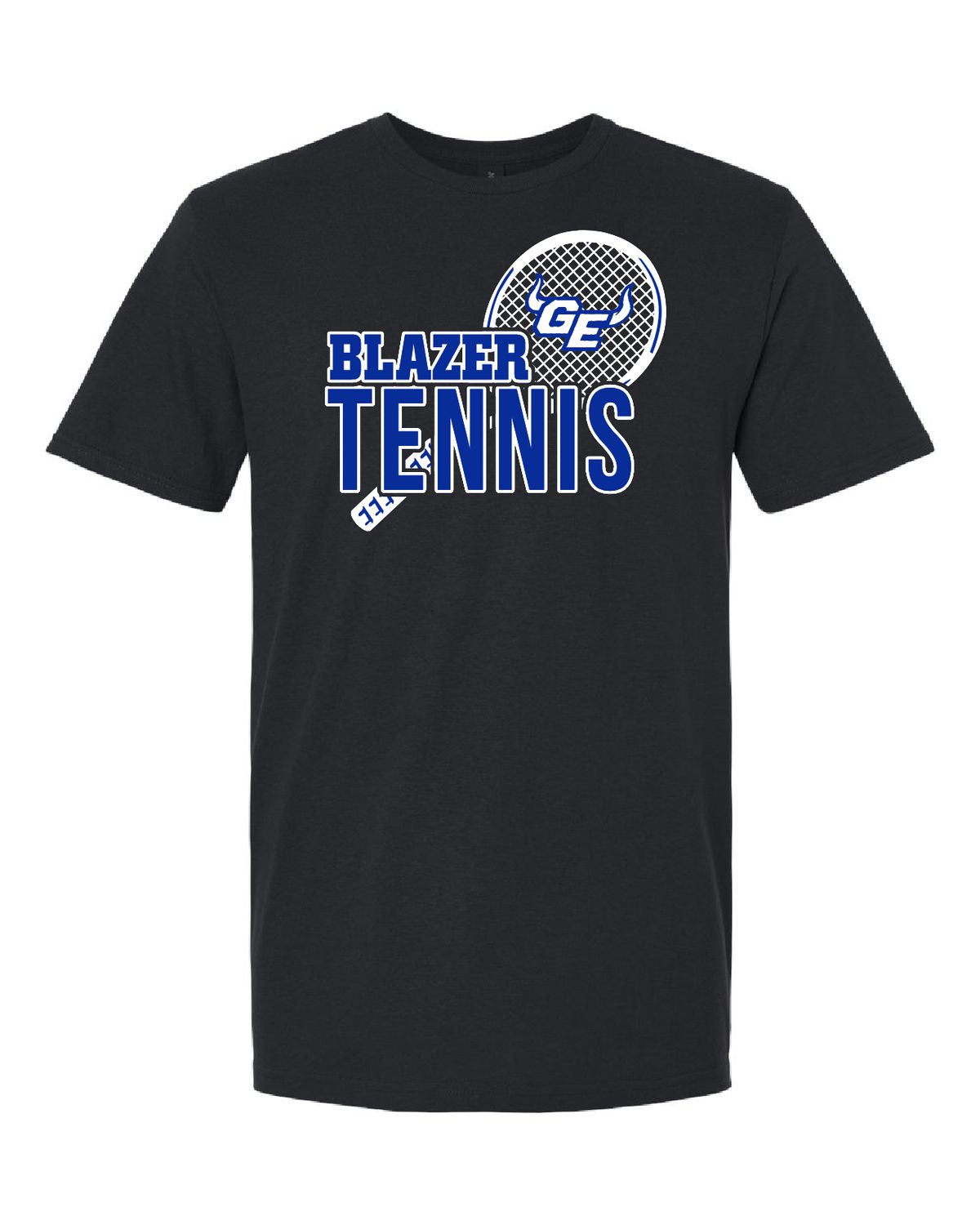 GEHS Tennis  Racket- Gildan Soft Style T-Shirt, Color: Black, Size: YS