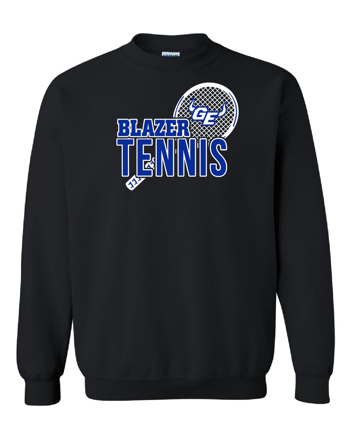 GEHS - Tennis Racket - Gildan Heavy Blend Sweatshirt, Color: Black, Size: YS